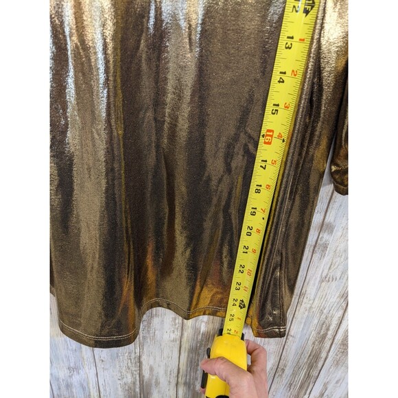 Michael Kors Gold Shimmer Top M Antique Brass Party Holiday New Years NWT $110 - Picture 10 of 10